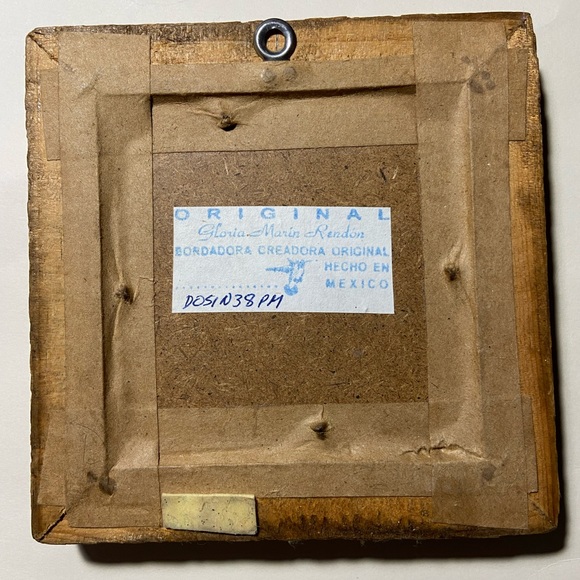 Gloria Marin Original Embroidered Framed Miniature Wall Art 5.5” Signed - Picture 4 of 5